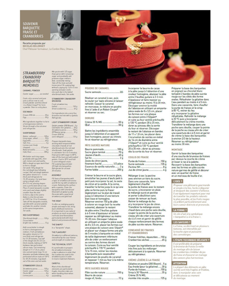 Photo of magazine showing creative pastry dessert by a Le Cordon Bleu chef, photographed by Cyrus Media for a magazine feature.