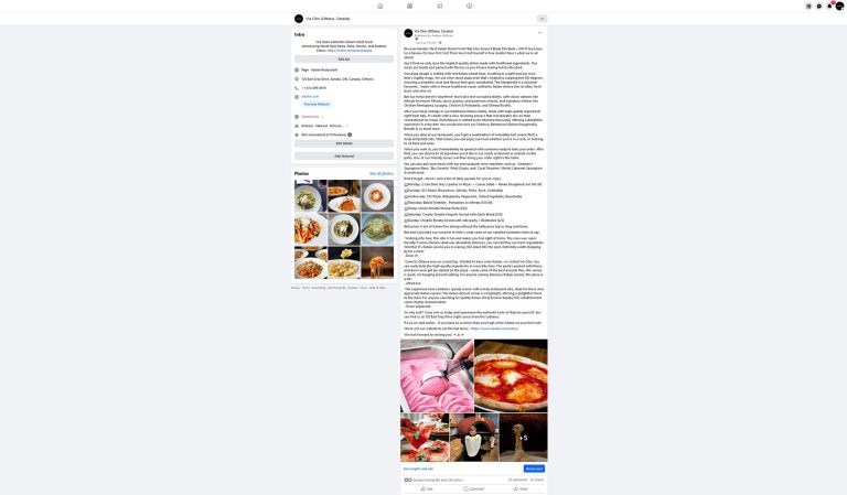 Long-format Copywriting Facebook restaurant ad demonstrating comprehensive content strategy to attract diners.