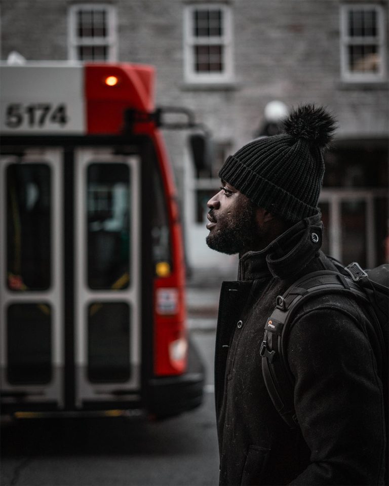 Commercial portrait of a model wearing apparel from a Canadian clothing brand, photographed by Cyrus Media in Ottawa, Ontario.